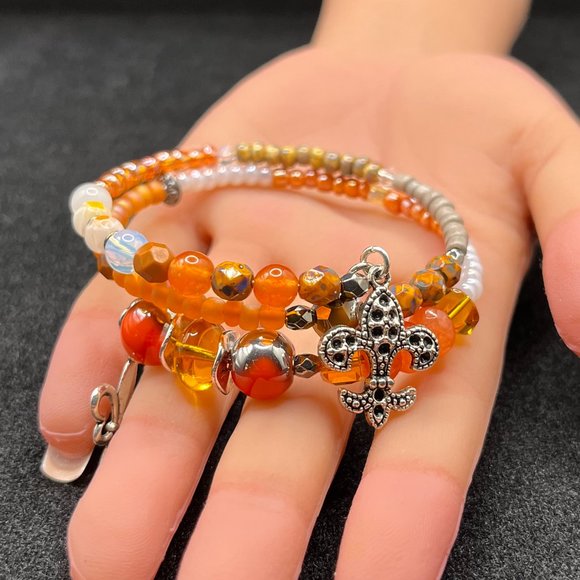 Boho Silver Charm Beaded Bracelet For Women - Picture 1 of 11